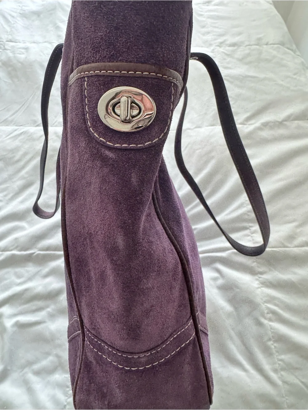 Vintage Y2K Hampton Coach Deep Purple Suede Tote Bag - Perfect Condition